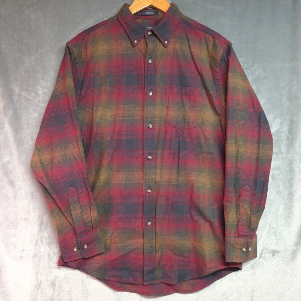 Pendleton Mason Flannel Shirt Mens Size M Red Brown Plaid Button Down